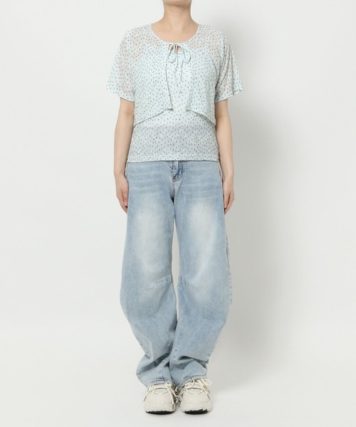 3.3 Field Trip （3.3フィールドトリップ）の「3.3 Field Trip／フラワープリントキャミカーディガン（Tシャツ/カットソー・レディース・ホワイト/ブルー・FREE）」の13枚目の写真