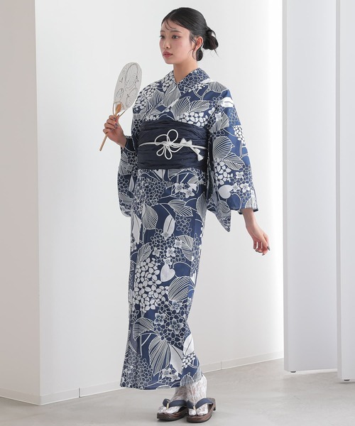 M2833★淡雪★浴衣 ★Aloha ozone community フラガール 即日発送】【Riuコラボ】ブルーアイボリーピオニー浴衣【浴衣3