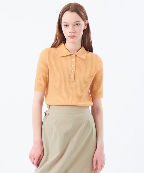 MACKINTOSH PHILOSOPHY(マッキントッシュ フィロソフィー)の「サマーリブポロニット(ニット/セーター・レディース・オレンジ/ダークネイビー/ブルー・36/38)」の3枚目の写真