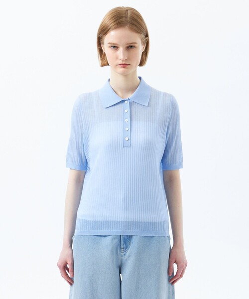 MACKINTOSH PHILOSOPHY(マッキントッシュ フィロソフィー)の「サマーリブポロニット(ニット/セーター・レディース・オレンジ/ダークネイビー/ブルー・36/38)」の12枚目の写真