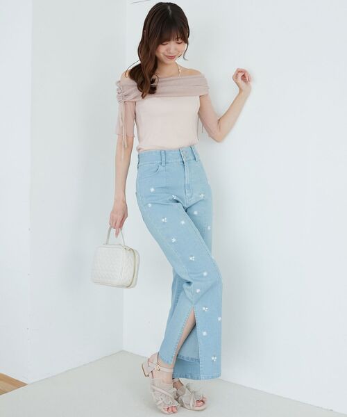 MAJESTIC LEGON（マジェスティックレゴン）の「ラメチュールオフショル半袖トップス（Tシャツ/カットソー・レディース・アイボリー/ピンク/チャコールグレー/ライトグレー・MEDIUM）」の11枚目の写真