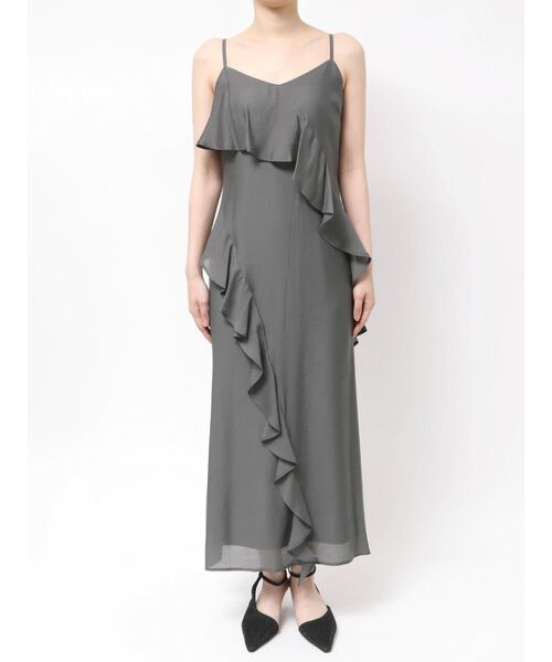 LAGUNAMOON（ラグナムーン）の「ラッフルフリルキャミワンピース（ワンピース・レディース・チャコールグレー/アイボリー/ミント・MEDIUM/SMALL）」の6枚目の写真