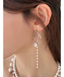 ポイントビジューフープピアス