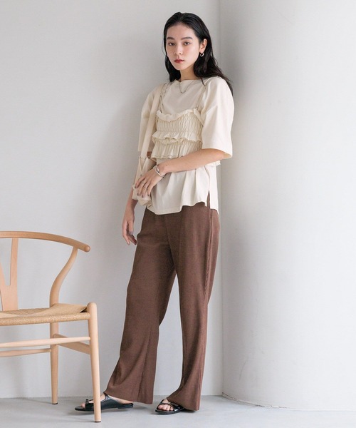 LOWRYS FARM（ローリーズファーム）の「フリルビスチェセットＴＥＥ　571415（Tシャツ/カットソー・レディース・アイボリー/ブラウン/ネイビー/ブラック・FREE）」の6枚目の写真