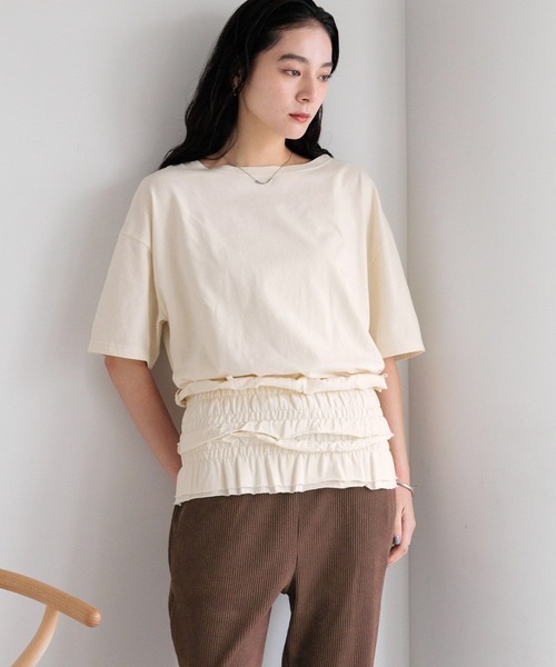 LOWRYS FARM（ローリーズファーム）の「フリルビスチェセットＴＥＥ　571415（Tシャツ/カットソー・レディース・アイボリー/ブラウン/ネイビー/ブラック・FREE）」の10枚目の写真