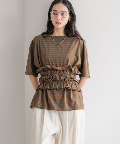 LOWRYS FARM（ローリーズファーム）の「フリルビスチェセットＴＥＥ　571415（Tシャツ/カットソー・レディース・アイボリー/ブラウン/ネイビー/ブラック・FREE）」の16枚目の写真