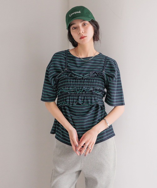 LOWRYS FARM（ローリーズファーム）の「フリルビスチェセットＴＥＥ　571415（Tシャツ/カットソー・レディース・アイボリー/ブラウン/ネイビー/ブラック・FREE）」の21枚目の写真