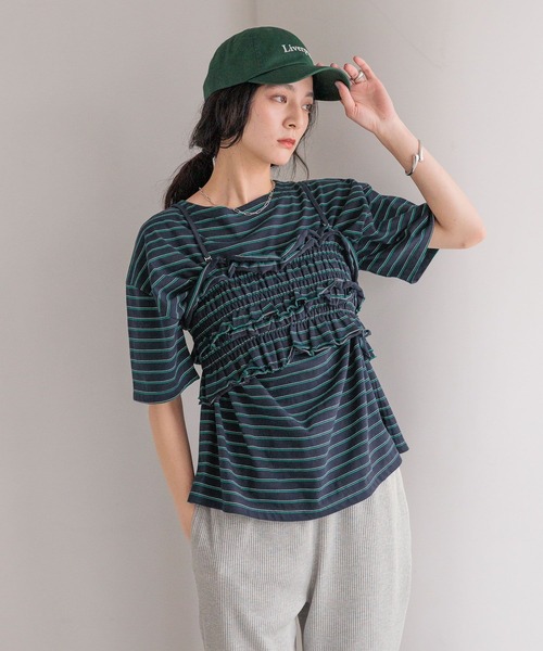 LOWRYS FARM（ローリーズファーム）の「フリルビスチェセットＴＥＥ　571415（Tシャツ/カットソー・レディース・アイボリー/ブラウン/ネイビー/ブラック・FREE）」の22枚目の写真