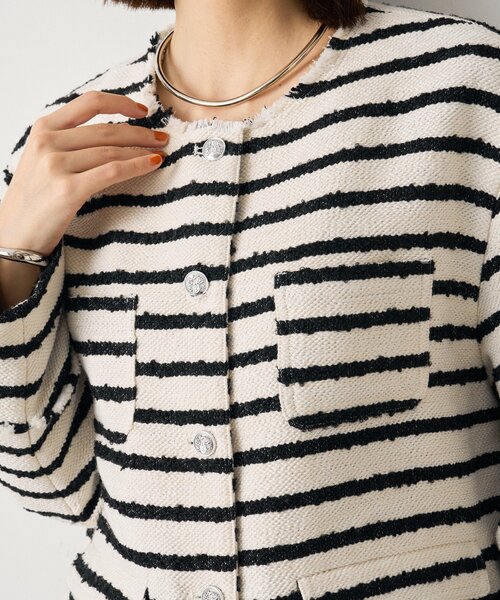 LOUNGEDRESS（ラウンジドレス）の「ツイードジャケット（ノーカラージャケット・レディース・ブラック/オフホワイト・FREE）」の17枚目の写真