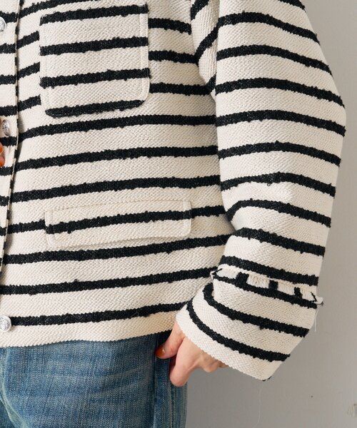 LOUNGEDRESS（ラウンジドレス）の「ツイードジャケット（ノーカラージャケット・レディース・ブラック/オフホワイト・FREE）」の16枚目の写真