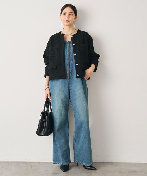 LOUNGEDRESS（ラウンジドレス）の「ツイードジャケット（ノーカラージャケット・レディース・ブラック/オフホワイト・FREE）」の14枚目の写真