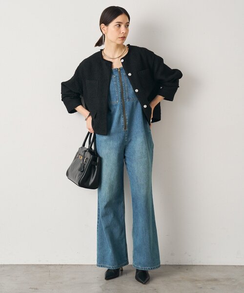 LOUNGEDRESS（ラウンジドレス）の「ツイードジャケット（ノーカラージャケット・レディース・ブラック/オフホワイト・FREE）」の13枚目の写真