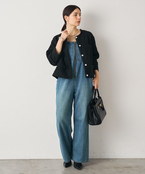 LOUNGEDRESS（ラウンジドレス）の「ツイードジャケット（ノーカラージャケット・レディース・ブラック/オフホワイト・FREE）」の12枚目の写真