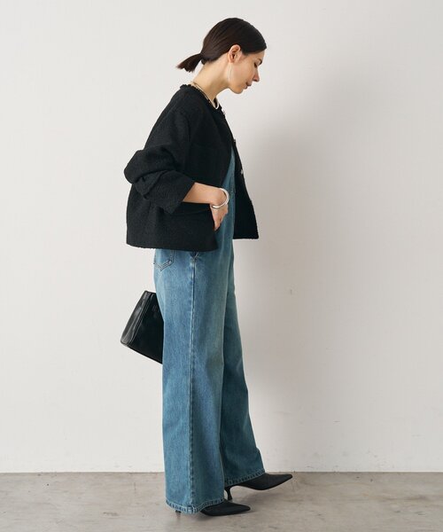 LOUNGEDRESS（ラウンジドレス）の「ツイードジャケット（ノーカラージャケット・レディース・ブラック/オフホワイト・FREE）」の10枚目の写真