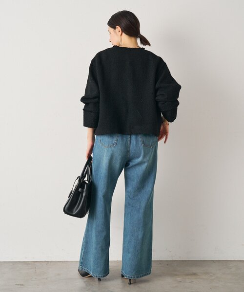 LOUNGEDRESS（ラウンジドレス）の「ツイードジャケット（ノーカラージャケット・レディース・ブラック/オフホワイト・FREE）」の9枚目の写真