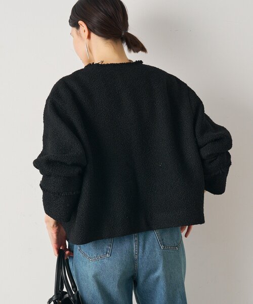 LOUNGEDRESS（ラウンジドレス）の「ツイードジャケット（ノーカラージャケット・レディース・ブラック/オフホワイト・FREE）」の4枚目の写真