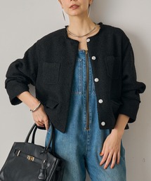 ラウンジドレス ツイードノーカラージャケット ブラック LOUNGEDRESS（ラウンジドレス）の「ツイードジャケット（ノー