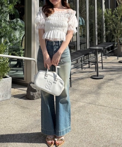 セール】【AKB48 水島美結さん着用】シアーオフショルショートスリーブ