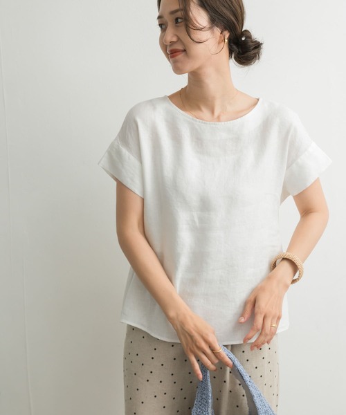 URBAN RESEARCH DOORS（アーバンリサーチドアーズ）の「リネンバックタックブラウス（シャツ/ブラウス・レディース・オフホワイト/パープル系その他/マスタード/ネイビー・MEDIUM）」の8枚目の写真