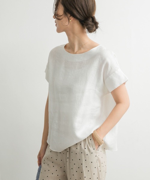 URBAN RESEARCH DOORS（アーバンリサーチドアーズ）の「リネンバックタックブラウス（シャツ/ブラウス・レディース・オフホワイト/パープル系その他/マスタード/ネイビー・MEDIUM）」の9枚目の写真