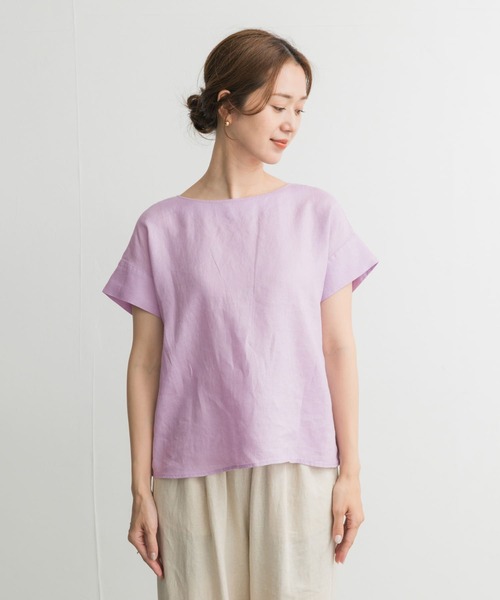 URBAN RESEARCH DOORS（アーバンリサーチドアーズ）の「リネンバックタックブラウス（シャツ/ブラウス・レディース・オフホワイト/パープル系その他/マスタード/ネイビー・MEDIUM）」の13枚目の写真