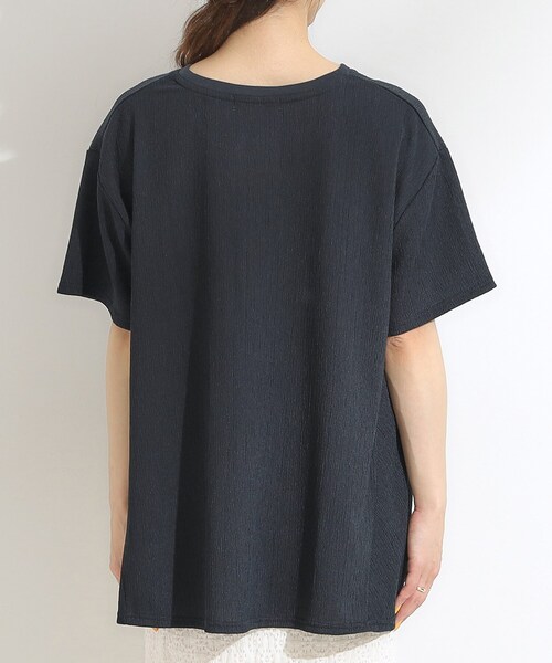 SHOO・LA・RUE(シューラルー)の「【S-LL/洗える/体型カバー/5分袖】涼しくきれいに決まる Aライントップス(Tシャツ/カットソー・レディース・ネイビー/ライトブルー/オフホワイト・03/02/01/04)」の18枚目の写真