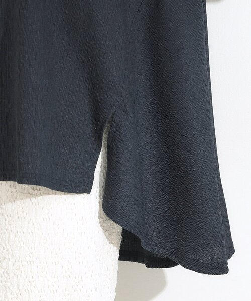 SHOO・LA・RUE(シューラルー)の「【S-LL/洗える/体型カバー/5分袖】涼しくきれいに決まる Aライントップス(Tシャツ/カットソー・レディース・ネイビー/ライトブルー/オフホワイト・03/02/01/04)」の21枚目の写真