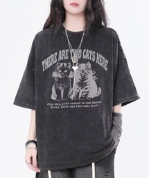 MASHIRO（マシロ）の「【MASHIRO】ヴィンテージ風Tシャツ キャットモチーフ２（MA）（Tシャツ/カットソー）」
