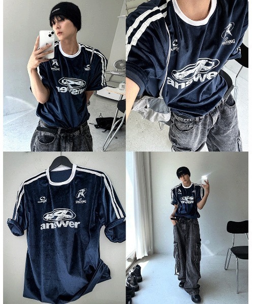 COSYHARU(コシハル)の「フェレンディベロアトラックラウンド半袖Tシャツ(Tシャツ/カットソー・メンズ・シルバー/ブルー/クリーム/ブラック/ネイビー・FREE)」の15枚目の写真