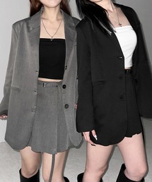 me+em select(~[ZNg)́y ZbgAbv zI[o[TCYe[[hWPbg  nCEGXg~jXJp SET ^ oversize tailored jacket &  high waist mini skirt pants SET(ZbgAbv)