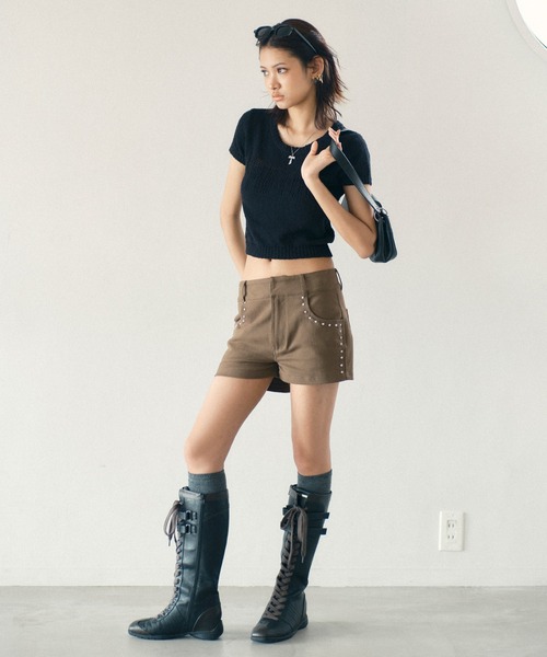 ACLENT ローライズスタッズショートパンツ ローライズスタッズショートパンツ（その他パンツ）｜ACLENT