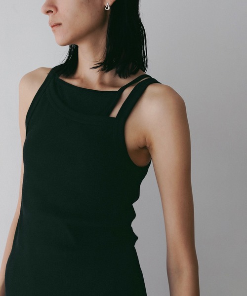 MANOF(マノフ)の「SHEER LAYERED TANK TOP(タンクトップ・レディース・ホワイト/ブラック・S/M)」の2枚目の写真