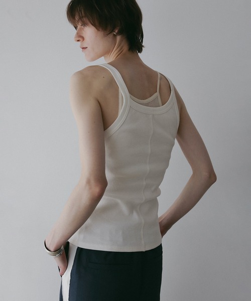 MANOF(マノフ)の「SHEER LAYERED TANK TOP(タンクトップ・レディース・ホワイト/ブラック・S/M)」の6枚目の写真