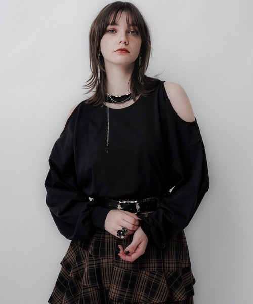 HARE（ハレ）の「カットアウトビッグTシャツ(HARE)（Tシャツ/カットソー・レディース・ブラック/パープル・FREE）」の12枚目の写真