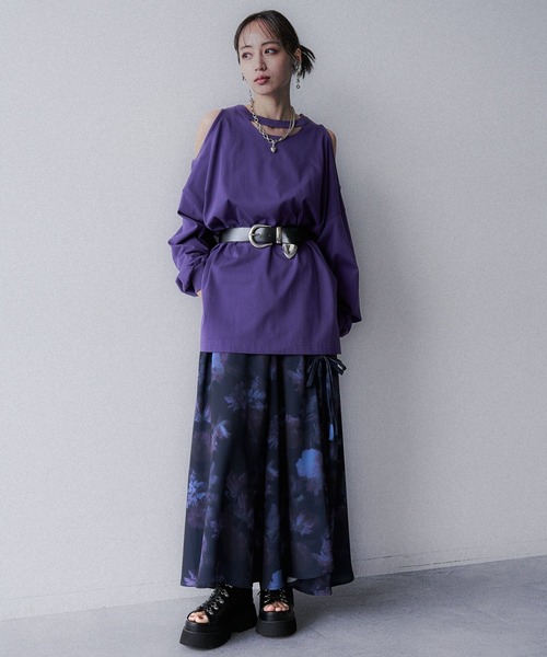 HARE（ハレ）の「カットアウトビッグTシャツ(HARE)（Tシャツ/カットソー・レディース・ブラック/パープル・FREE）」の3枚目の写真