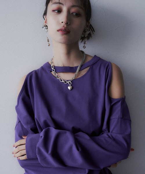 HARE（ハレ）の「カットアウトビッグTシャツ(HARE)（Tシャツ/カットソー・レディース・ブラック/パープル・FREE）」の8枚目の写真