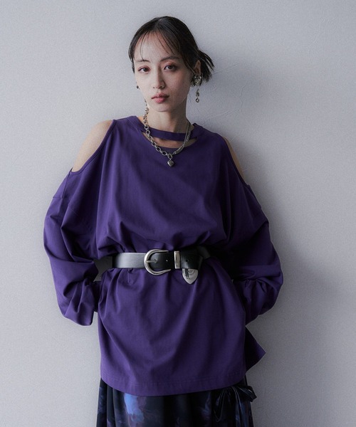 HARE（ハレ）の「カットアウトビッグTシャツ(HARE)（Tシャツ/カットソー・レディース・ブラック/パープル・FREE）」の6枚目の写真