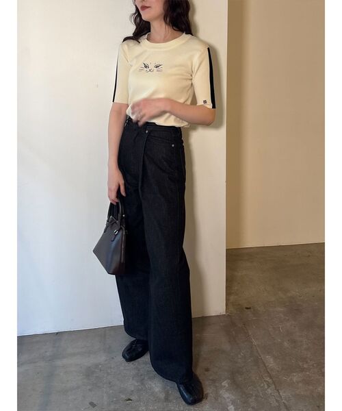 LAGUNAMOON（ラグナムーン）の「LAGUNA CATラインニットプルオーバー（ニット/セーター・レディース・ブラック/アイボリー・FREE）」の5枚目の写真