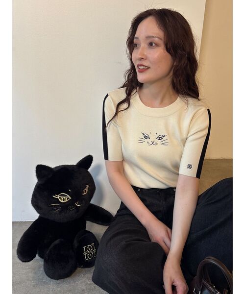 LAGUNAMOON（ラグナムーン）の「LAGUNA CATラインニットプルオーバー（ニット/セーター・レディース・ブラック/アイボリー・FREE）」の6枚目の写真