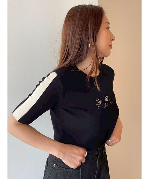 LAGUNAMOON（ラグナムーン）の「LAGUNA CATラインニットプルオーバー（ニット/セーター・レディース・ブラック/アイボリー・FREE）」の7枚目の写真