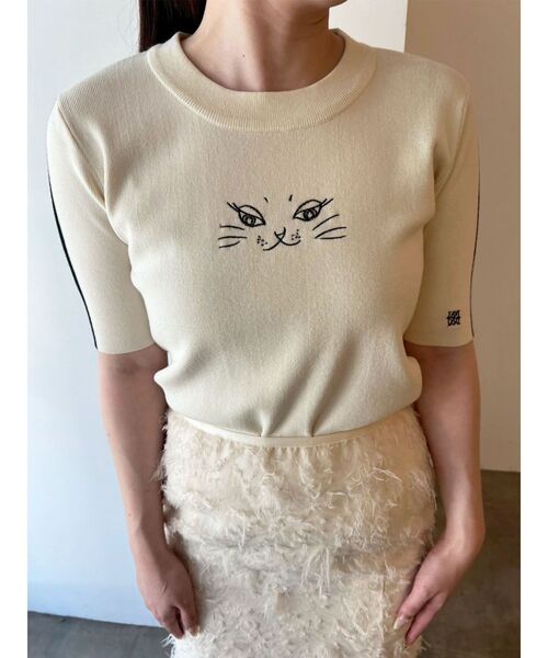 LAGUNAMOON（ラグナムーン）の「LAGUNA CATラインニットプルオーバー（ニット/セーター・レディース・ブラック/アイボリー・FREE）」の11枚目の写真