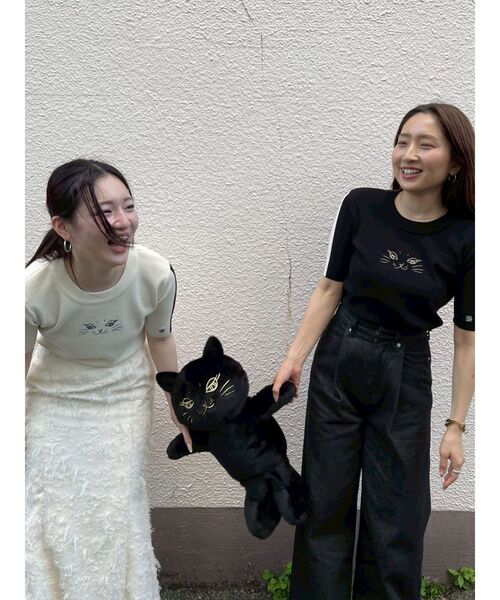 LAGUNAMOON（ラグナムーン）の「LAGUNA CATラインニットプルオーバー（ニット/セーター・レディース・ブラック/アイボリー・FREE）」の12枚目の写真