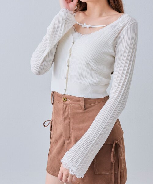 OLIVE des OLIVE(オリーブデオリーブ)の「ラメシアカーデ(カーディガン/ボレロ・レディース・ブラック/サックスブルー/グレー/オフホワイト・FREE)」の2枚目の写真