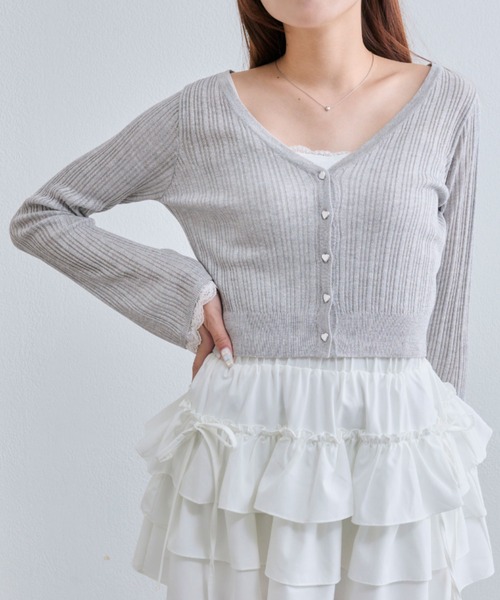 OLIVE des OLIVE(オリーブデオリーブ)の「ラメシアカーデ(カーディガン/ボレロ・レディース・ブラック/サックスブルー/グレー/オフホワイト・FREE)」の3枚目の写真