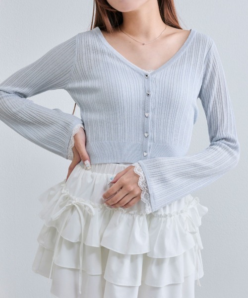 OLIVE des OLIVE(オリーブデオリーブ)の「ラメシアカーデ(カーディガン/ボレロ・レディース・ブラック/サックスブルー/グレー/オフホワイト・FREE)」の4枚目の写真