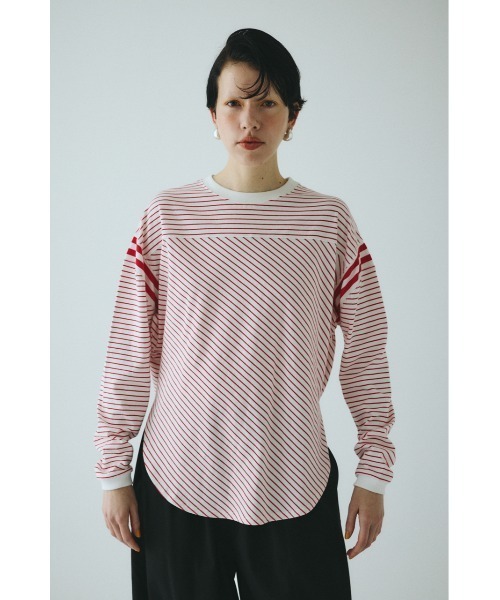 HeRIN.CYE(ヘリンドットサイ)の「Design border tops デザインボーダートップス(Tシャツ/カットソー・レディース・ブルー/レッド/ベージュ・FREE)」の3枚目の写真