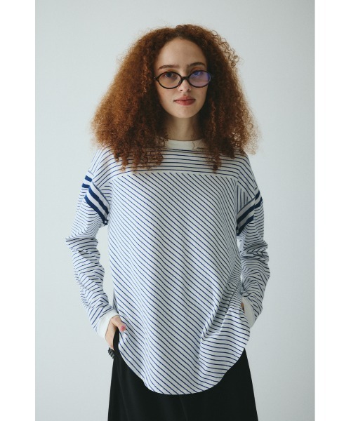 HeRIN.CYE(ヘリンドットサイ)の「Design border tops デザインボーダートップス(Tシャツ/カットソー・レディース・ブルー/レッド/ベージュ・FREE)」の2枚目の写真