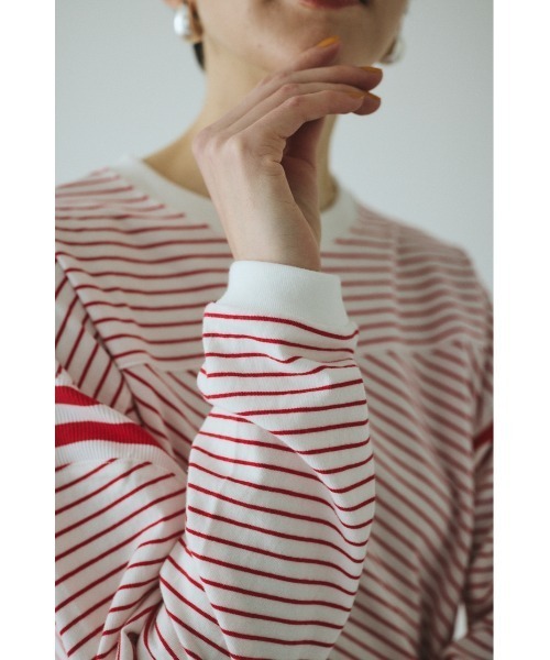 セール】Design border tops デザインボーダートップス（Tシャツ