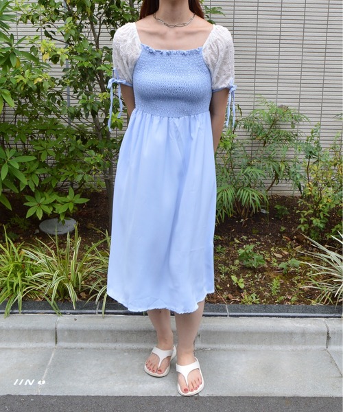 &soiree(アンドソワレ)の「【&soiree】シャーリングリボンワンピース(ワンピース・レディース・サックスブルー・MEDIUM)」の6枚目の写真