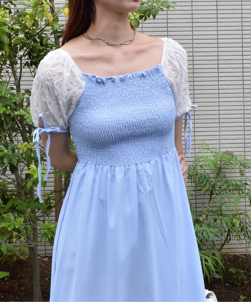 &soiree(アンドソワレ)の「【&soiree】シャーリングリボンワンピース(ワンピース・レディース・サックスブルー・MEDIUM)」の8枚目の写真
